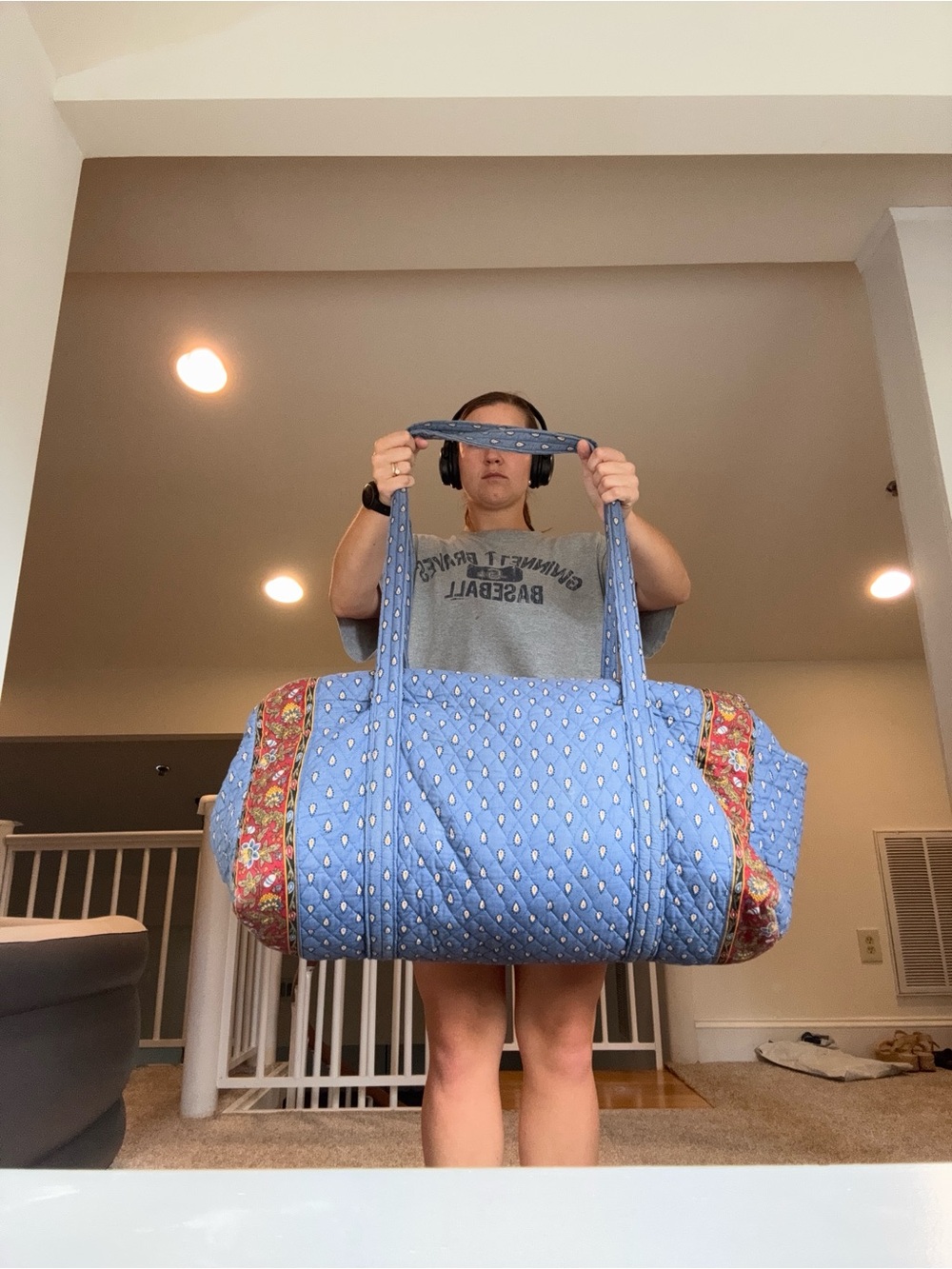 Vera Bradley Vintage / Discontinued French Blue Quilted Extra Large Duffle Bag - Picture 5 of 13